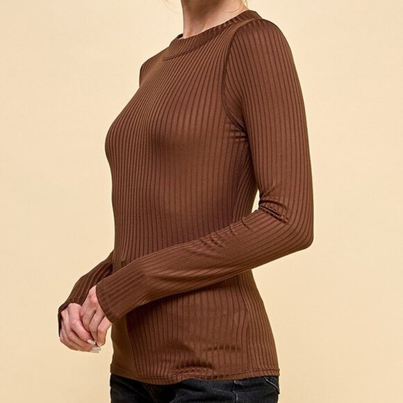 Heart & Hips Long Sleeve Mock Ribbed Stretch Turtleneck Top - Color Choice - Picture 2 of 16